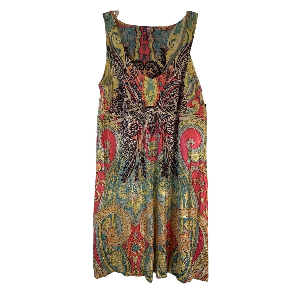 Kiara Yellow Paisley Floral‎ Sleeveless V-Neck Empire Waist Dress XXL